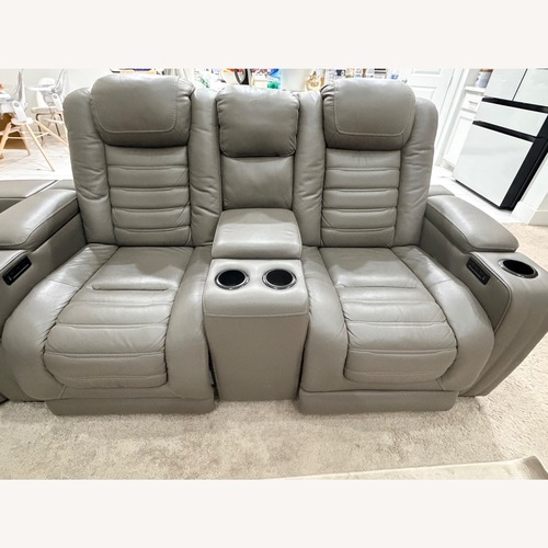 Used Dark Gray Faux Leather 3+ Piece Sectional for sale on AptDeco