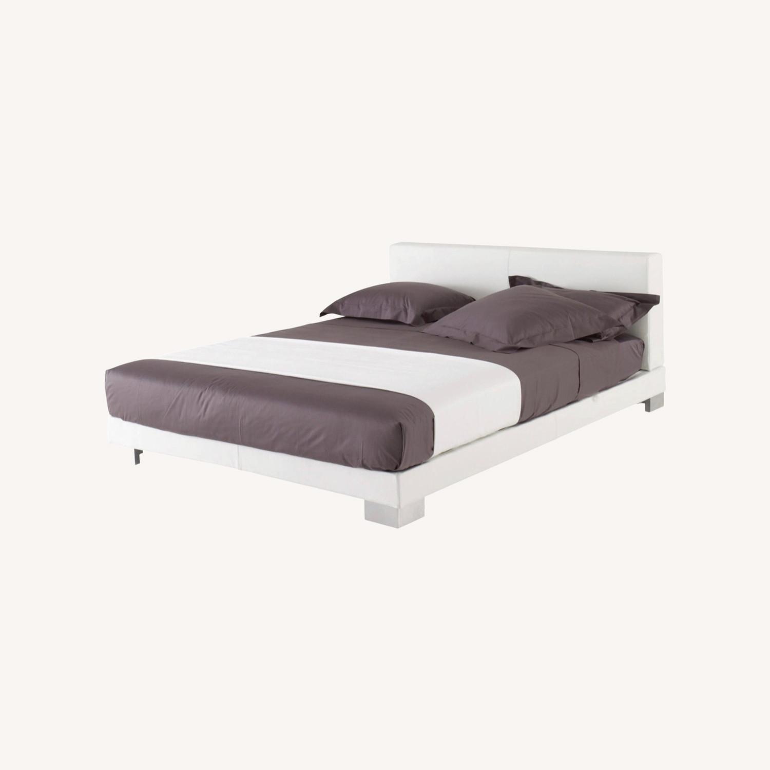 Ligne Roset Anna Light Gray Microsuede King Bed - image-0