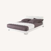 Ligne Roset Anna Light Gray Microsuede King Bed