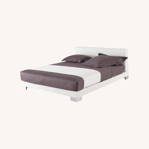 Used Ligne Roset Anna Light Gray Microsuede King Bed for sale on AptDeco