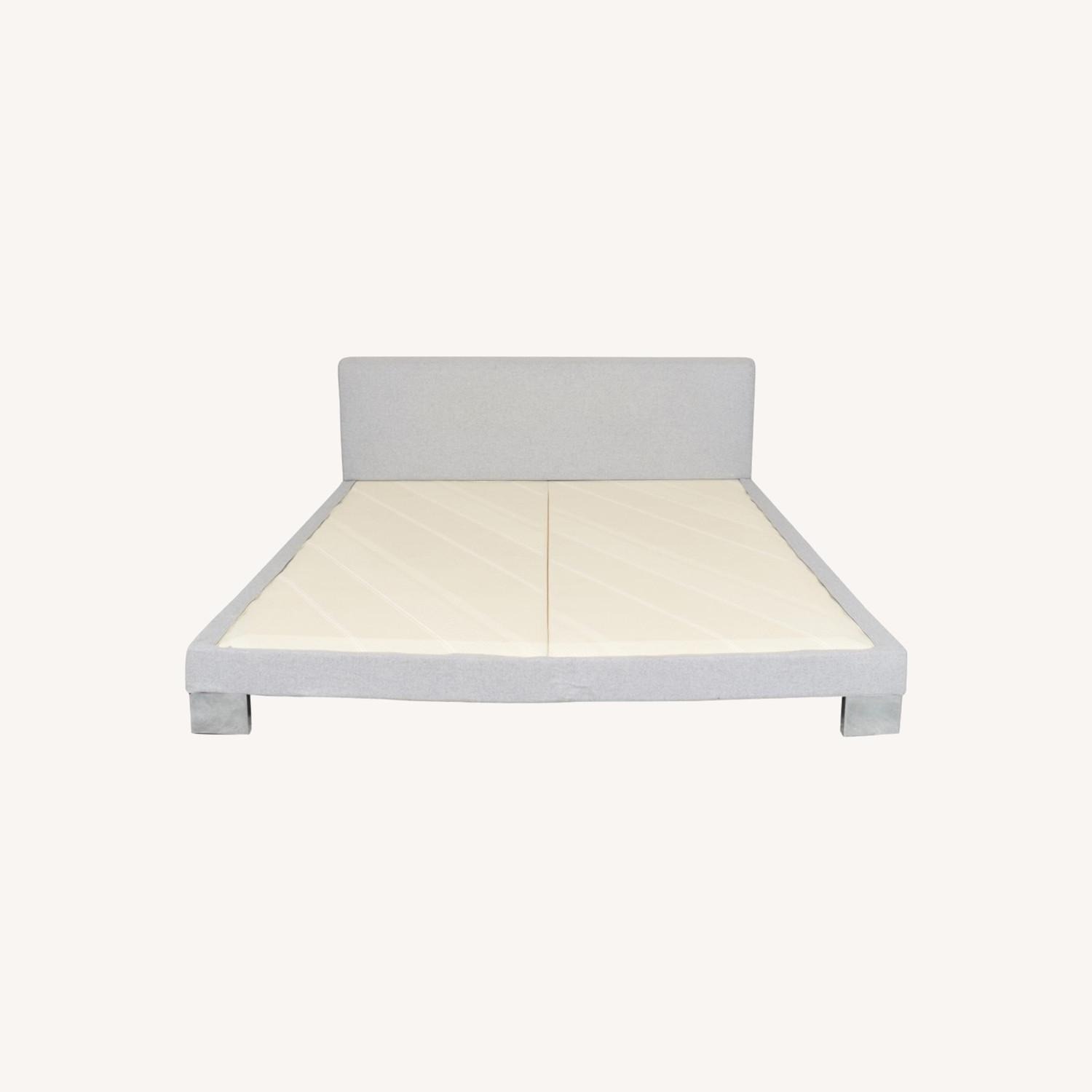 Ligne Roset Anna Light Gray Microsuede King Bed - image-2