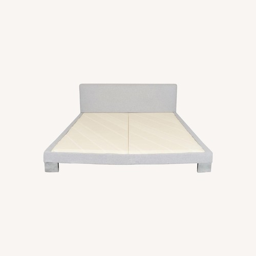 Used Ligne Roset Anna Light Gray Microsuede King Bed for sale on AptDeco