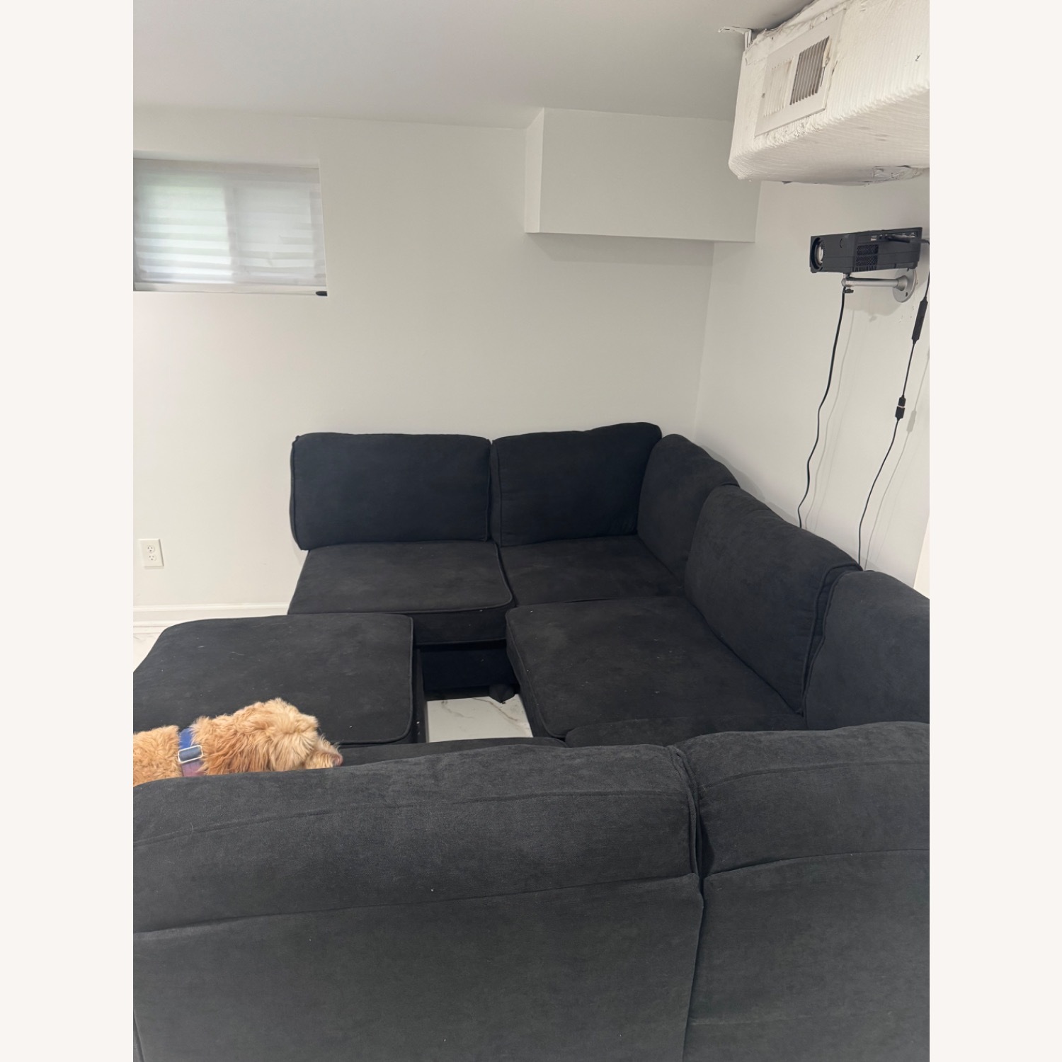 Black Fabric 3+ Seater Sofa - image-2