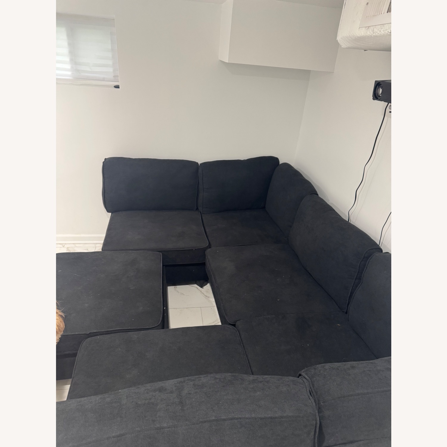 Black Fabric 3+ Seater Sofa - image-3