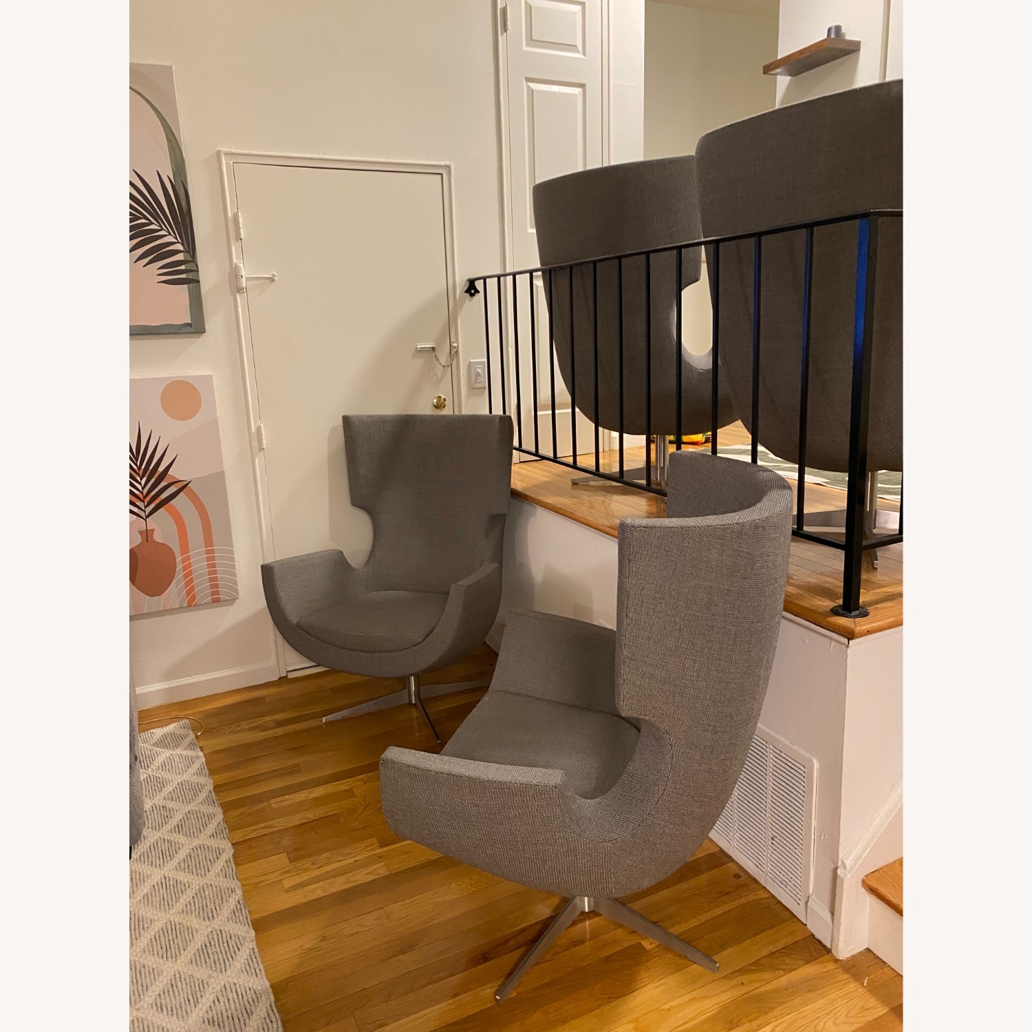 2 Modern High Back Swivel Accent Chairs - image-4