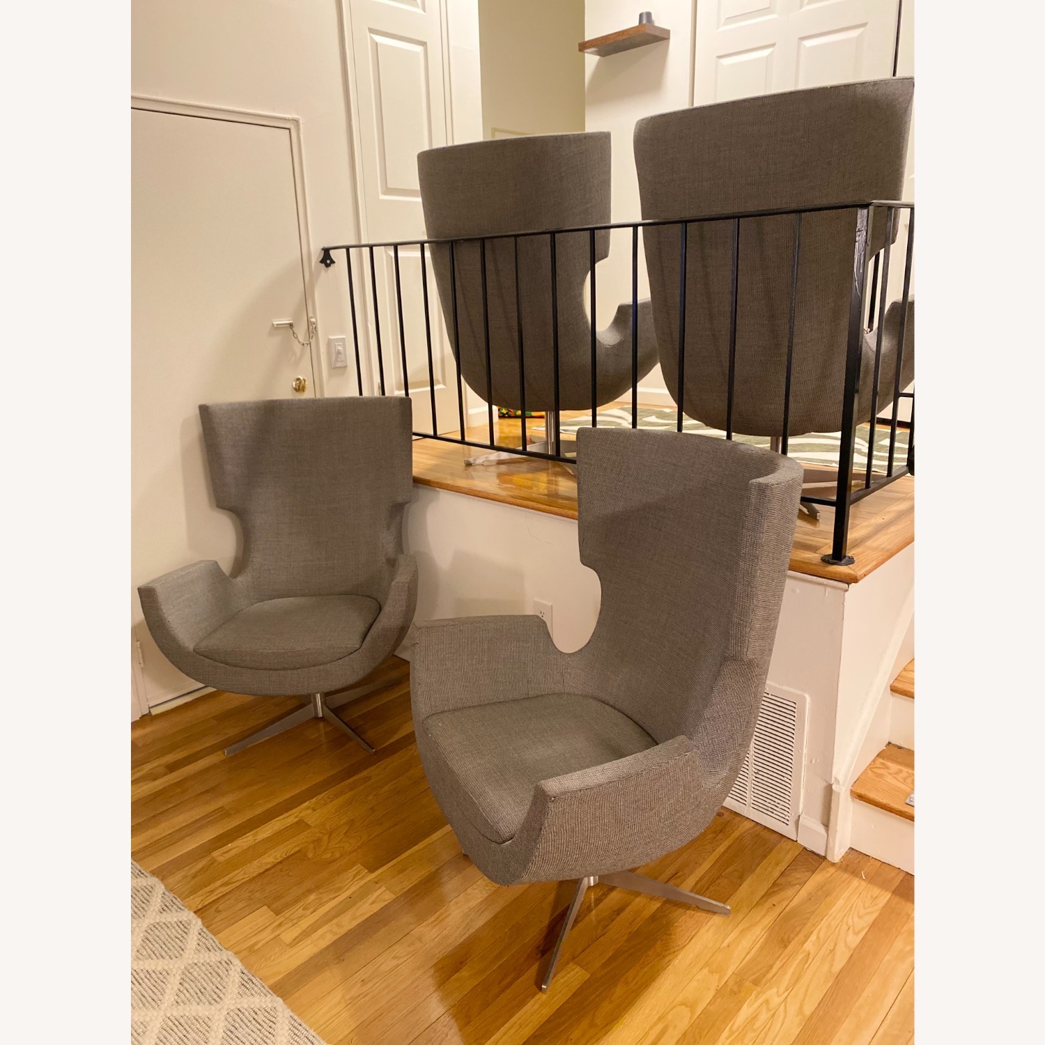 2 Modern High Back Swivel Accent Chairs - image-3