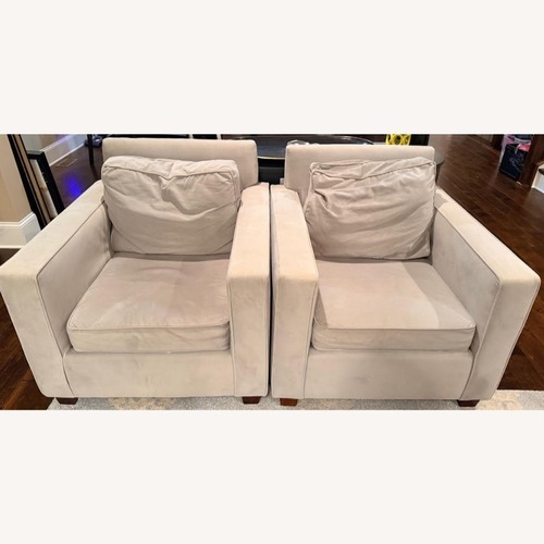 Used West Elm Henry Light Gray Velvet Armchair for sale on AptDeco