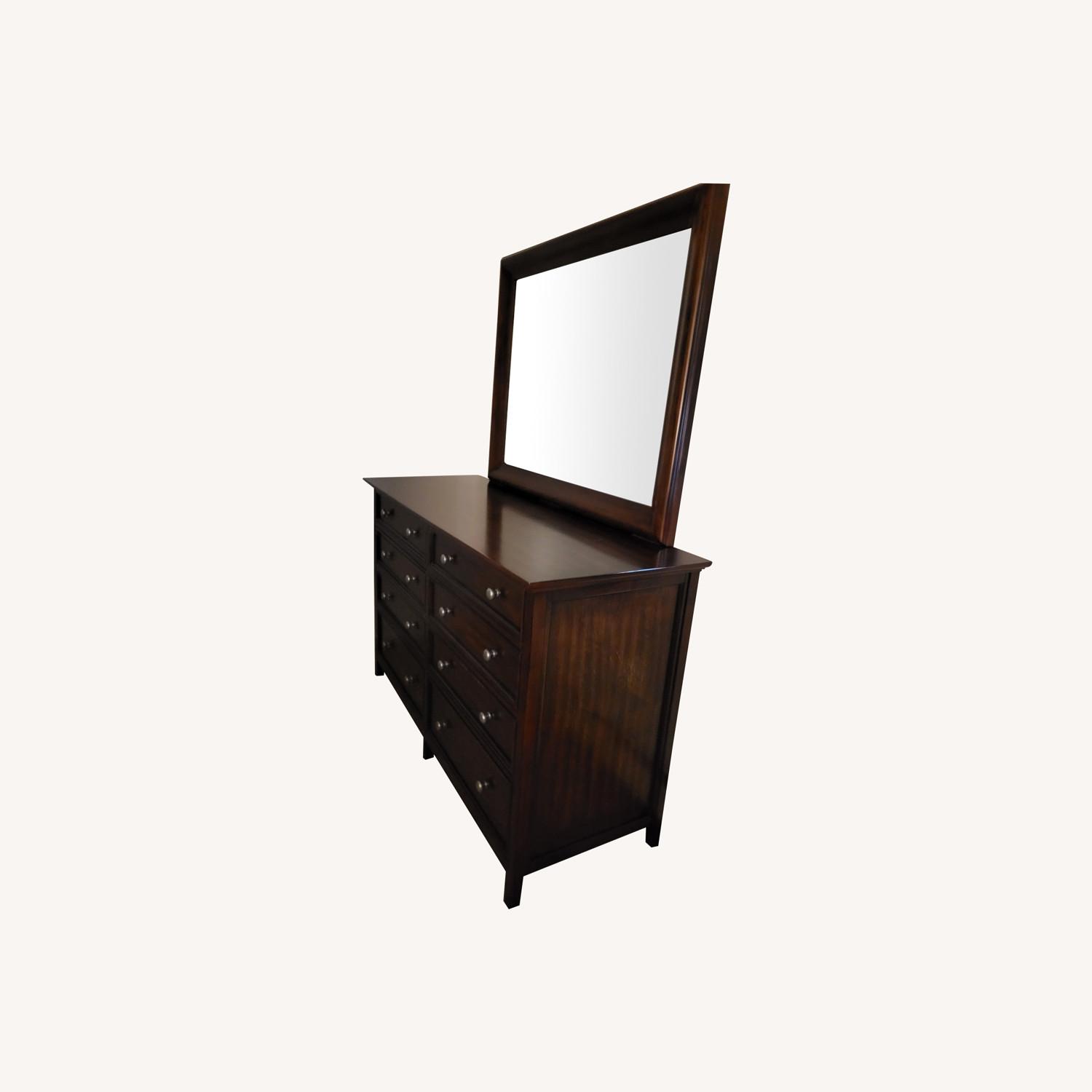 Dark Brown Wood Dresser With Mirror - image-0