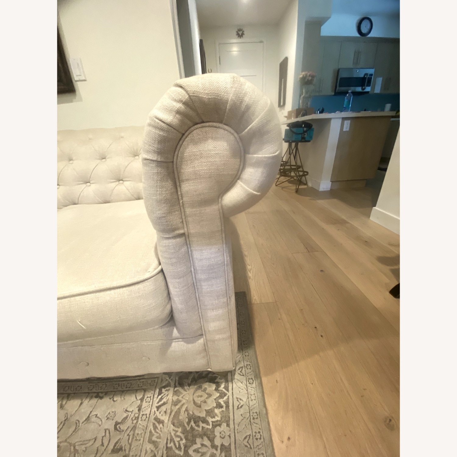 Vintage/Antique Finds White Linen 2 Seater Sofa - image-4