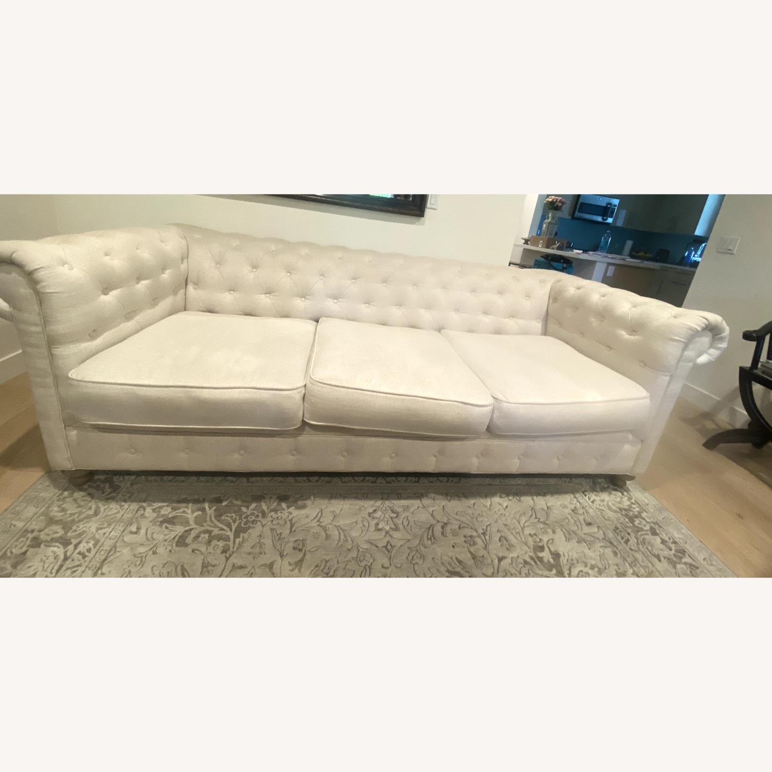 Vintage/Antique Finds White Linen 2 Seater Sofa - image-0