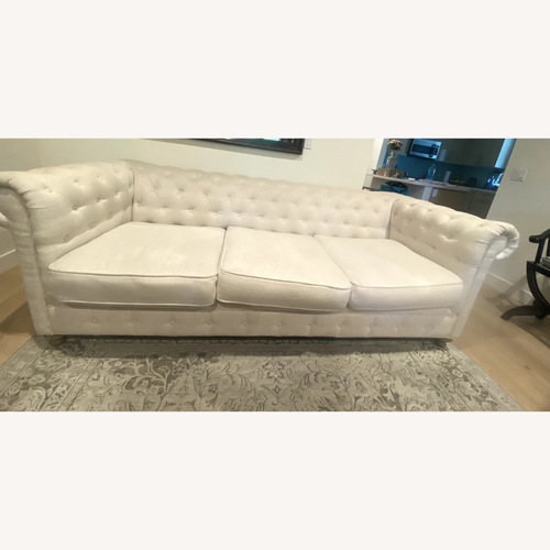 Used Vintage/Antique Finds White Linen 2 Seater Sofa for sale on AptDeco