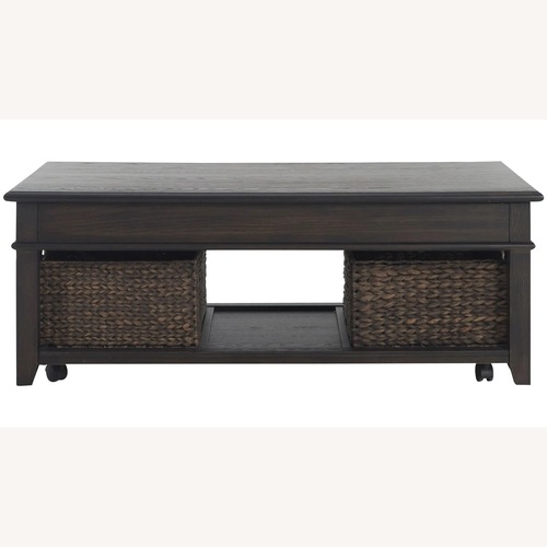 Used Mill Creek Lift Top Cocktail Table W 2 Baskets for sale on AptDeco