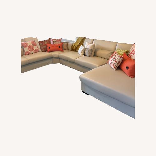 Used White Leather 3+ Piece Sectional for sale on AptDeco