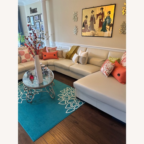 Used White Leather 3+ Piece Sectional for sale on AptDeco