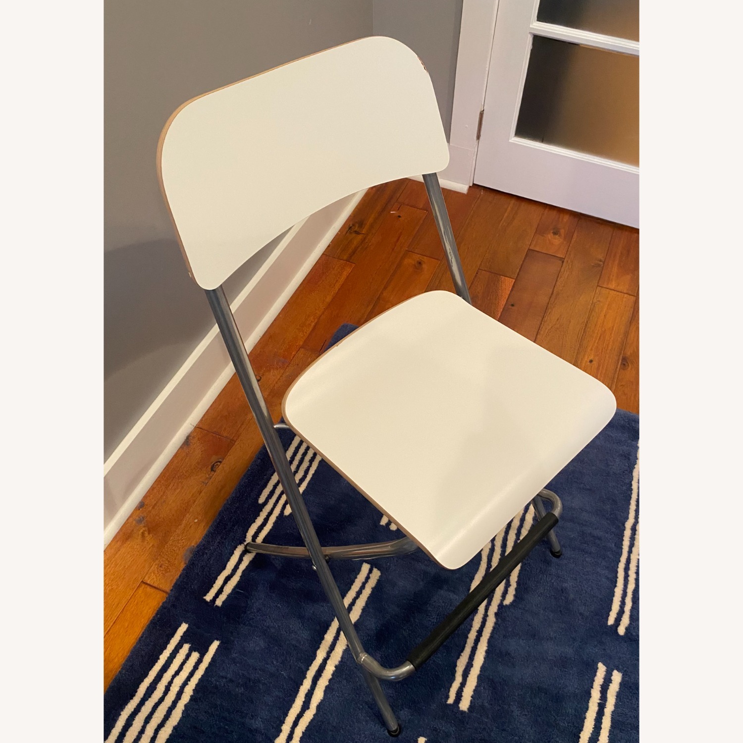 IKEA Franklin Foldable White Stools With Backrest - image-3