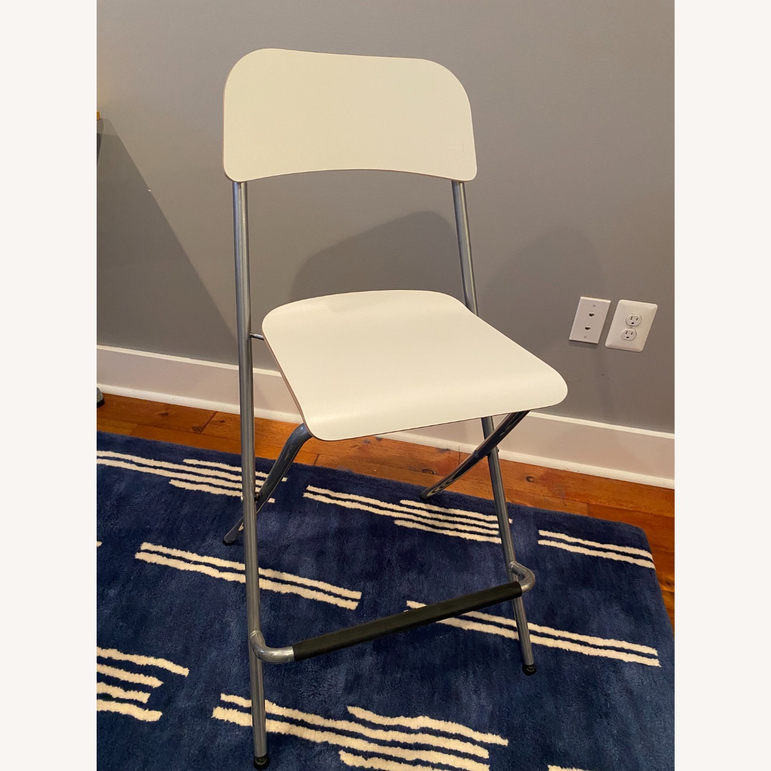 IKEA Franklin Foldable White Stools With Backrest - image-1