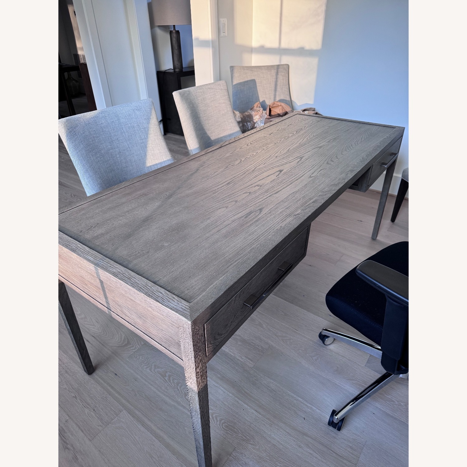 Restoration Hardware French Contemporary Dark Gray Wood Desk - image-1