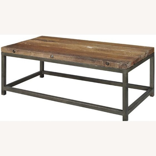Used Restoration Hardware Brickmaker's Dark Brown Wood Coffee Table for sale on AptDeco