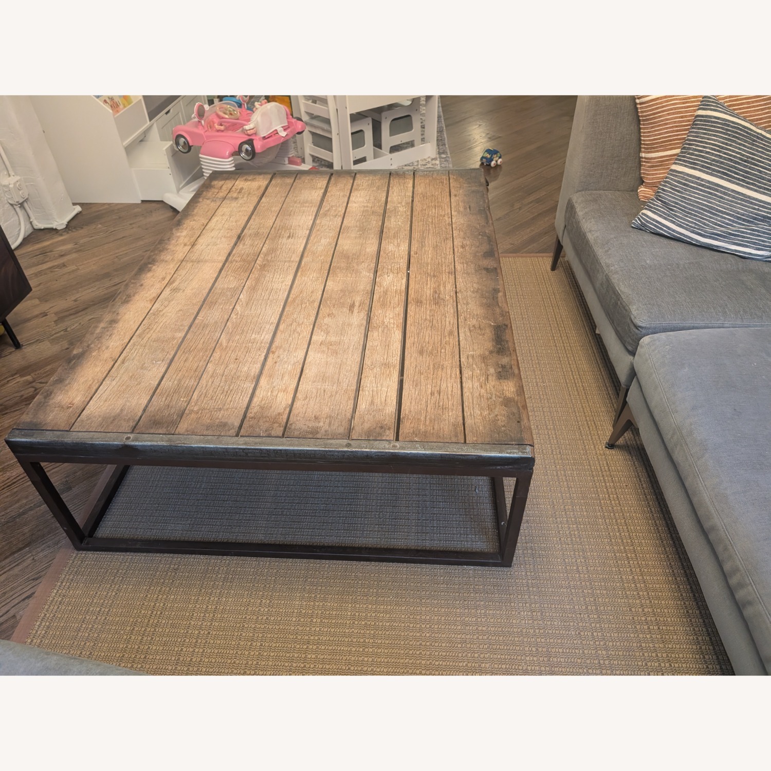 Restoration Hardware Brickmaker's Dark Brown Wood Coffee Table - image-1