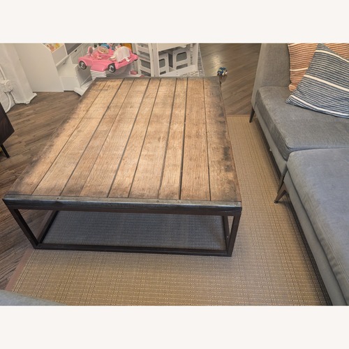 Used Restoration Hardware Brickmaker's Dark Brown Wood Coffee Table for sale on AptDeco