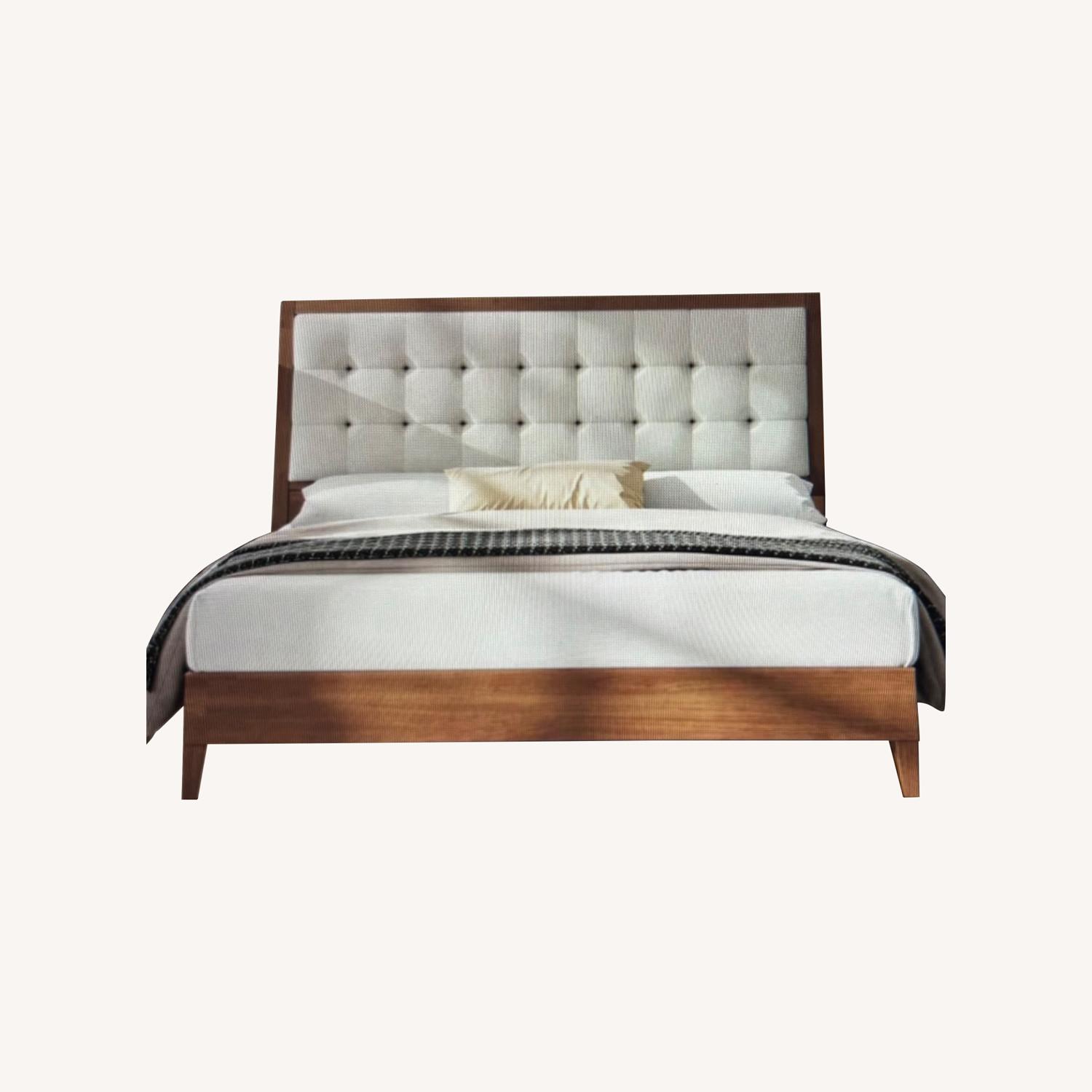 Wayfair White Fabric and Wood Bed - image-0