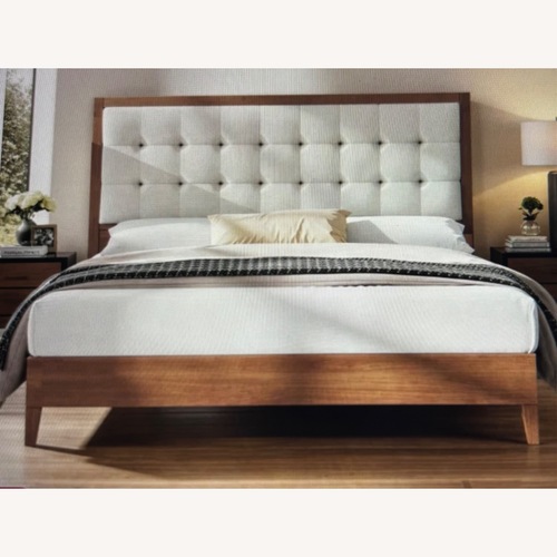 Used Wayfair White Fabric and Wood Bed for sale on AptDeco
