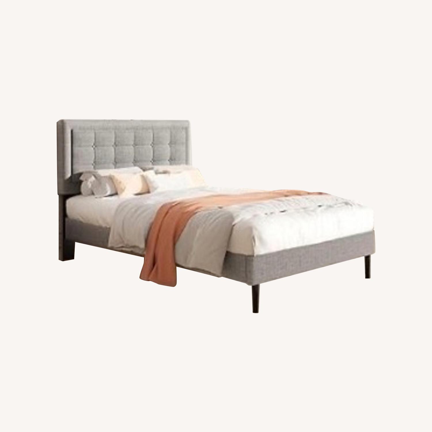 Light Gray Wood Full Bed - image-0