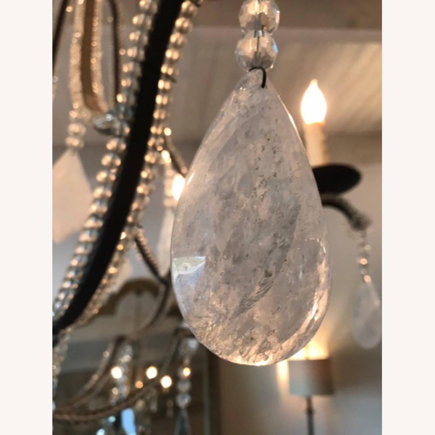 Black Iron & Rock Crystal Chandelier - image-3