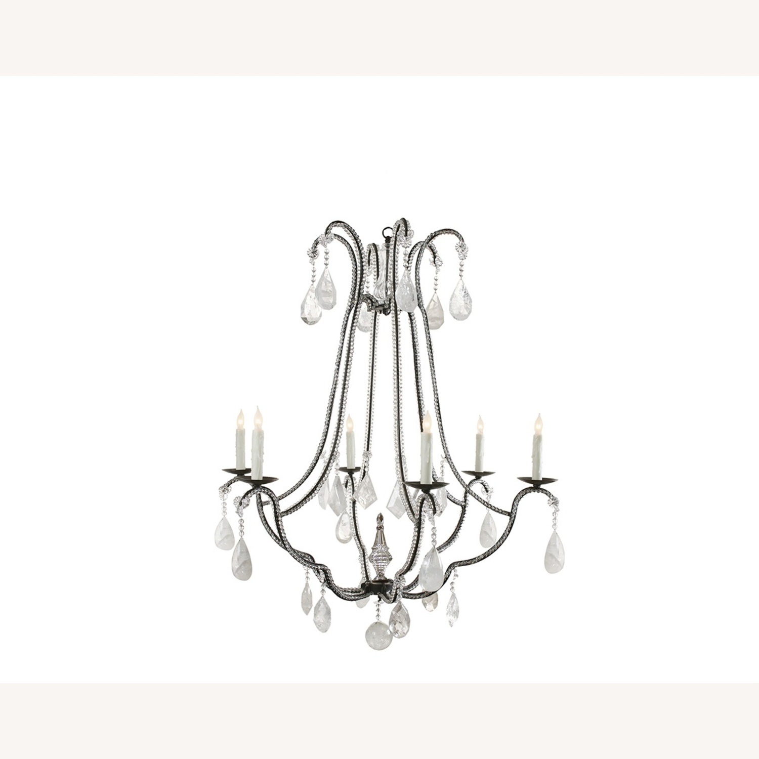 Black Iron & Rock Crystal Chandelier - image-0
