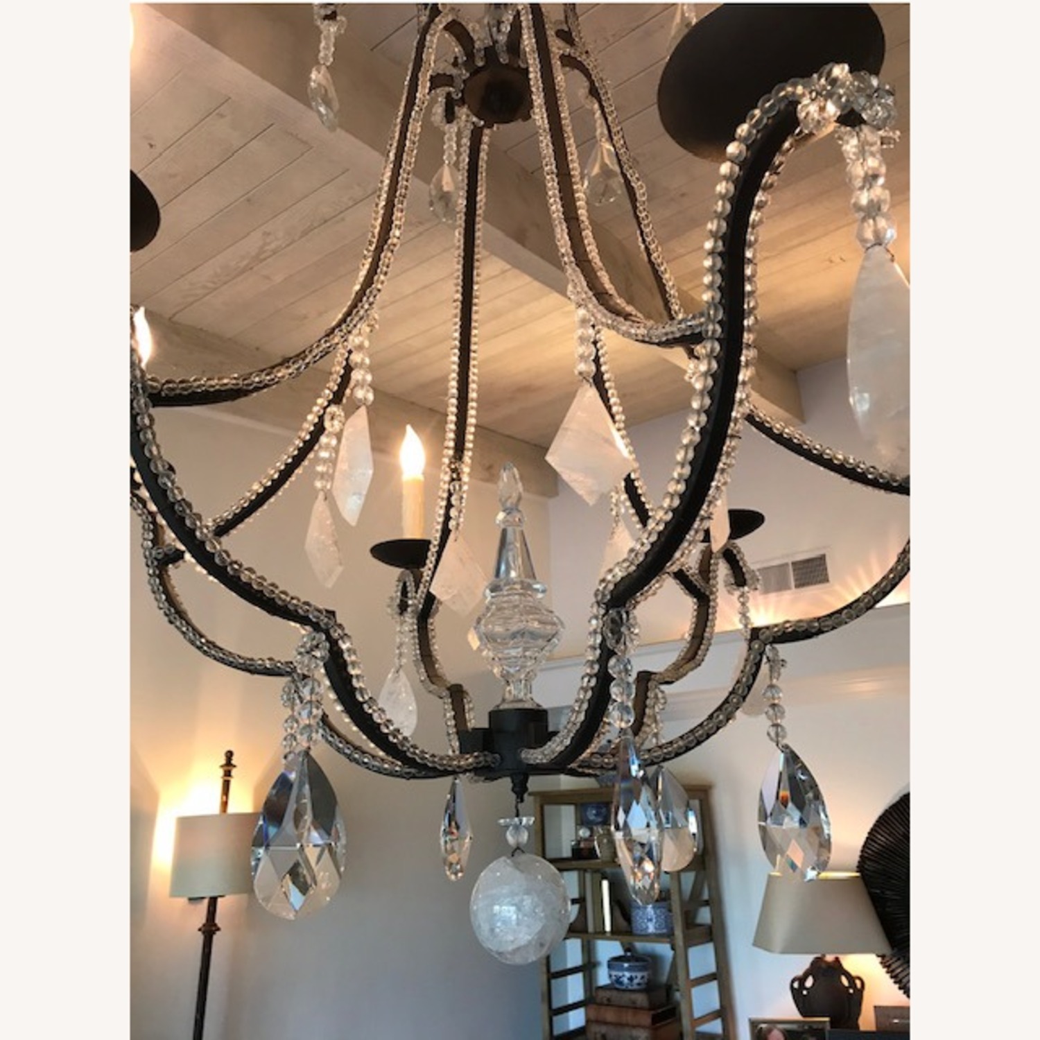 Black Iron & Rock Crystal Chandelier - image-4