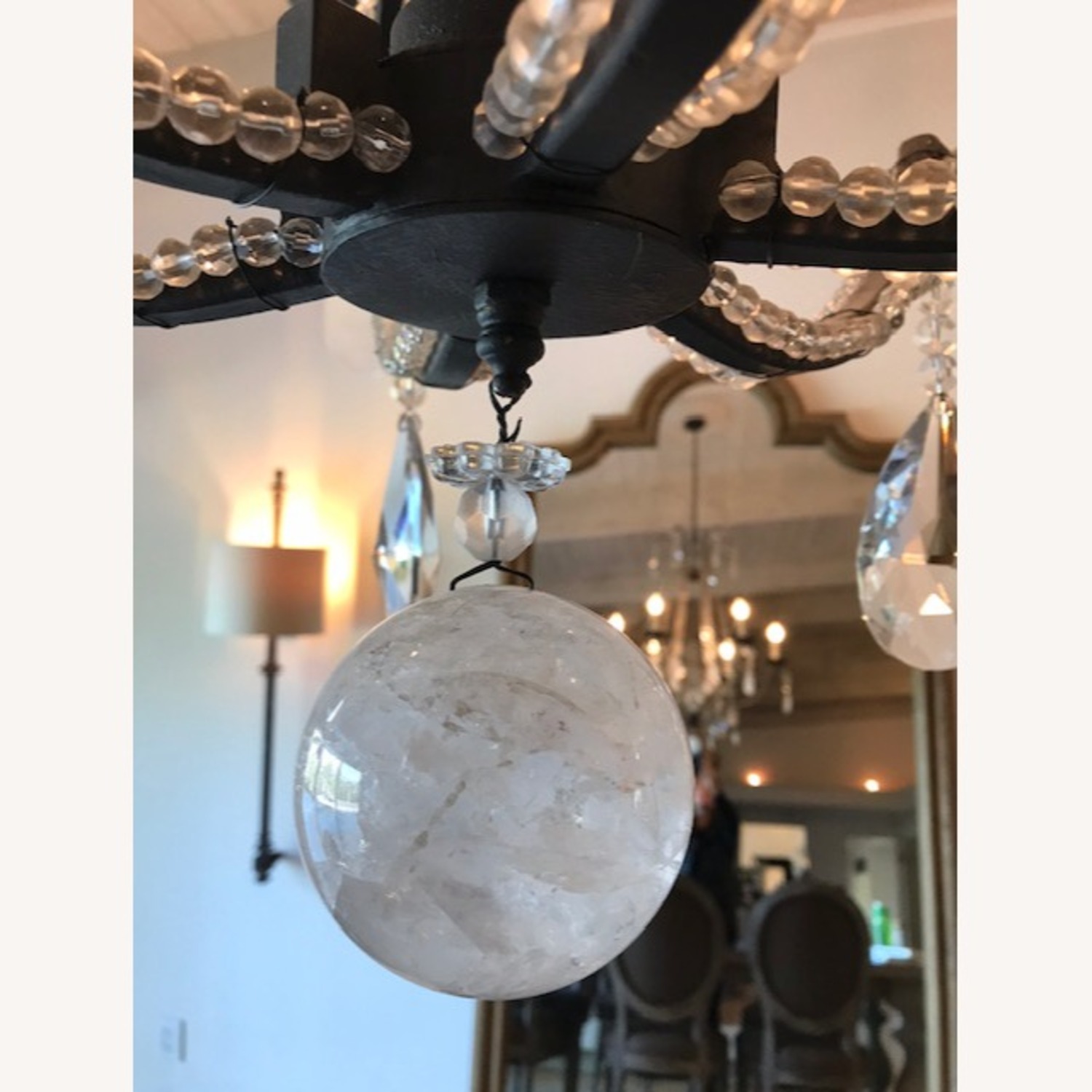Black Iron & Rock Crystal Chandelier - image-6