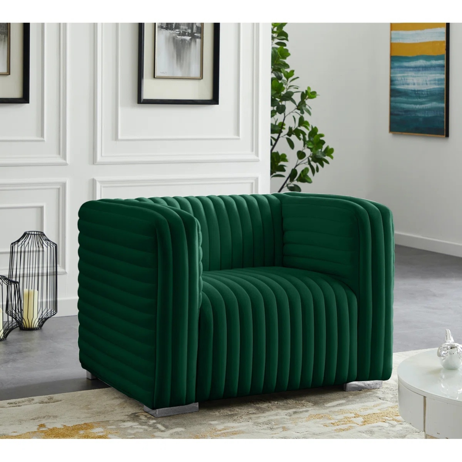 Wayfair Everly Quinn Green Velvet Armchair - image-4