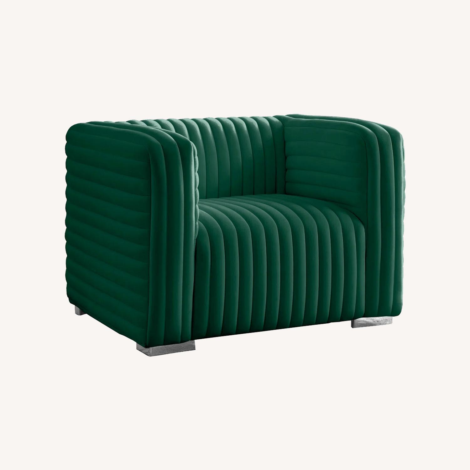 Wayfair Everly Quinn Green Velvet Armchair - image-0