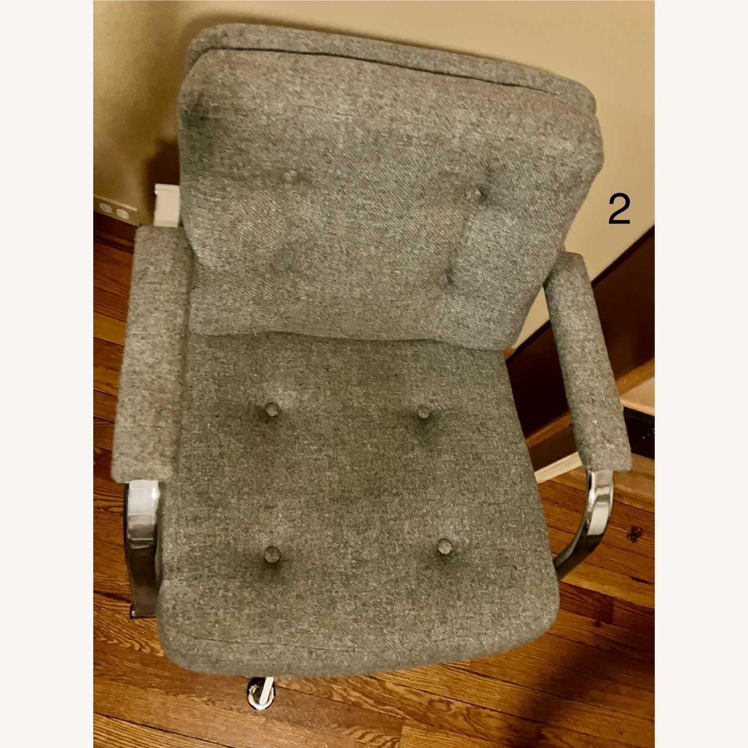 Vintage Midcentury Gray Upholstered Chairs - image-4