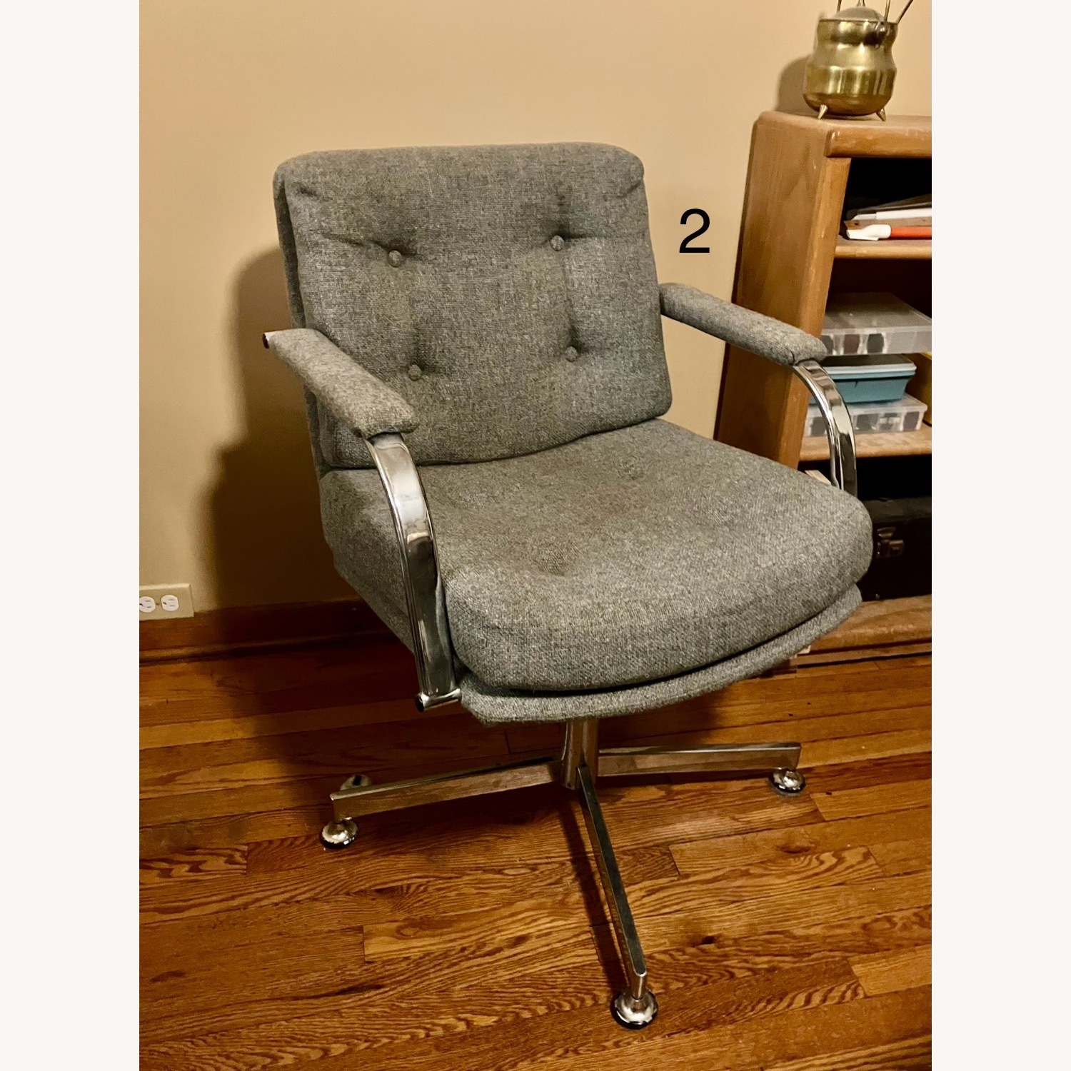 Vintage Midcentury Gray Upholstered Chairs - image-3