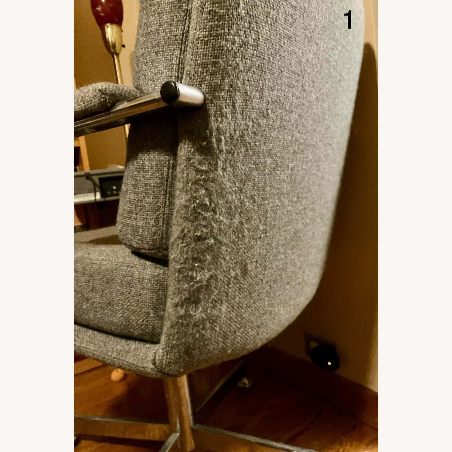 Vintage Midcentury Gray Upholstered Chairs - image-11