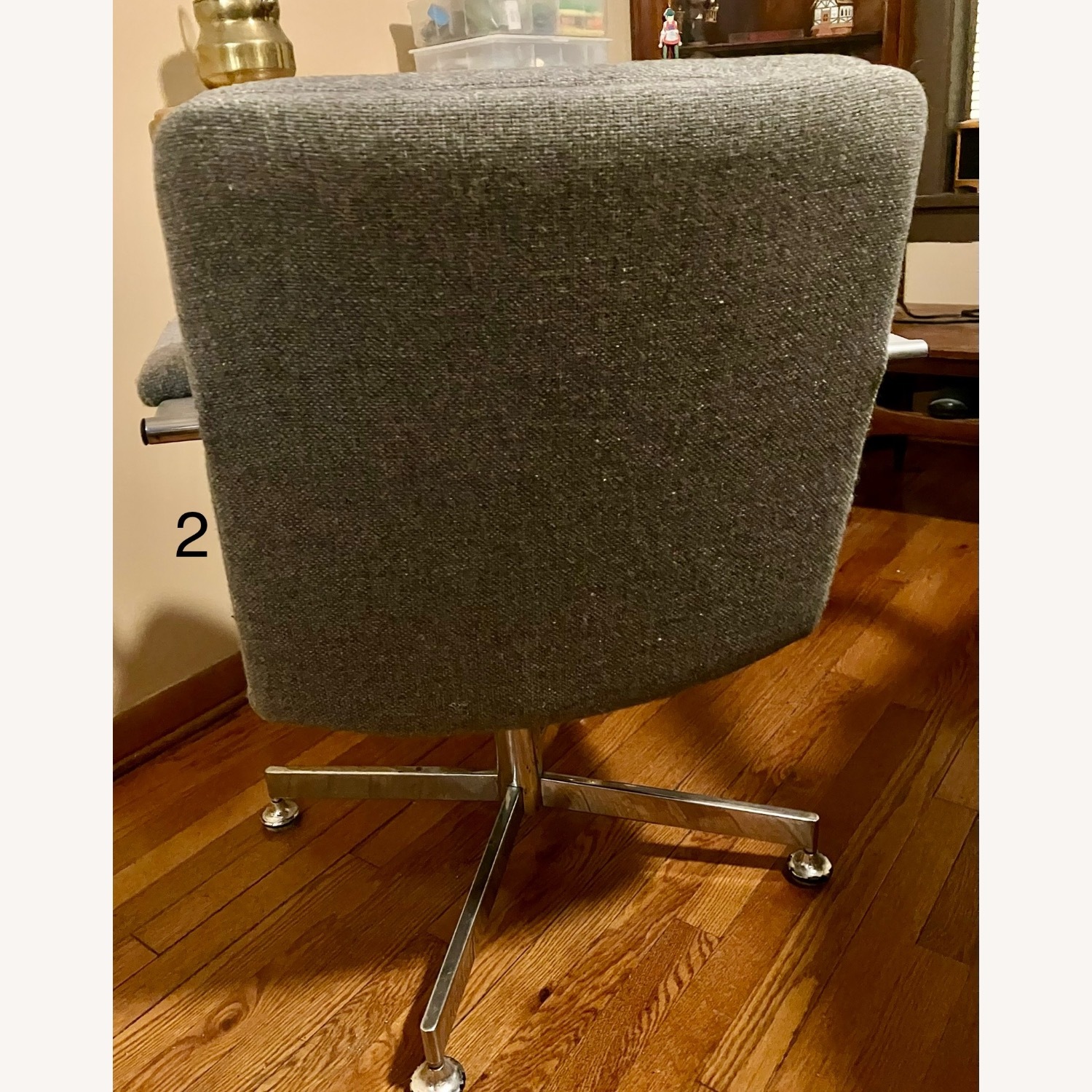 Vintage Midcentury Gray Upholstered Chairs - image-6