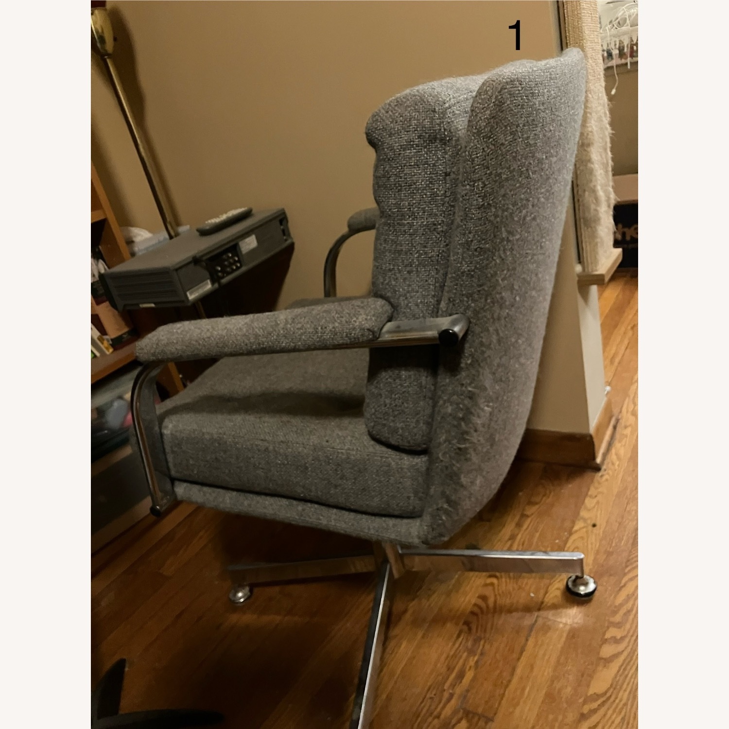 Vintage Midcentury Gray Upholstered Chairs - image-8