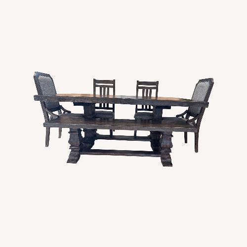 Used Dark Brown Extendable Wood Dining Set for sale on AptDeco