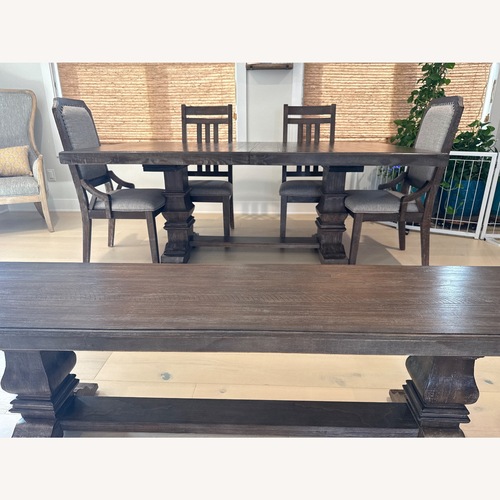 Used Dark Brown Extendable Wood Dining Set for sale on AptDeco