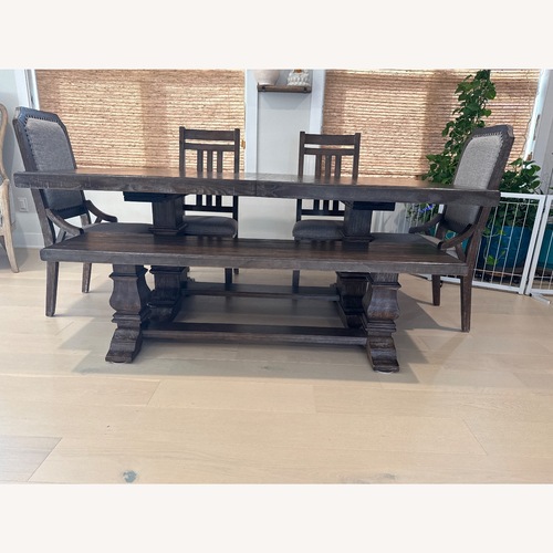 Used Dark Brown Extendable Wood Dining Set for sale on AptDeco