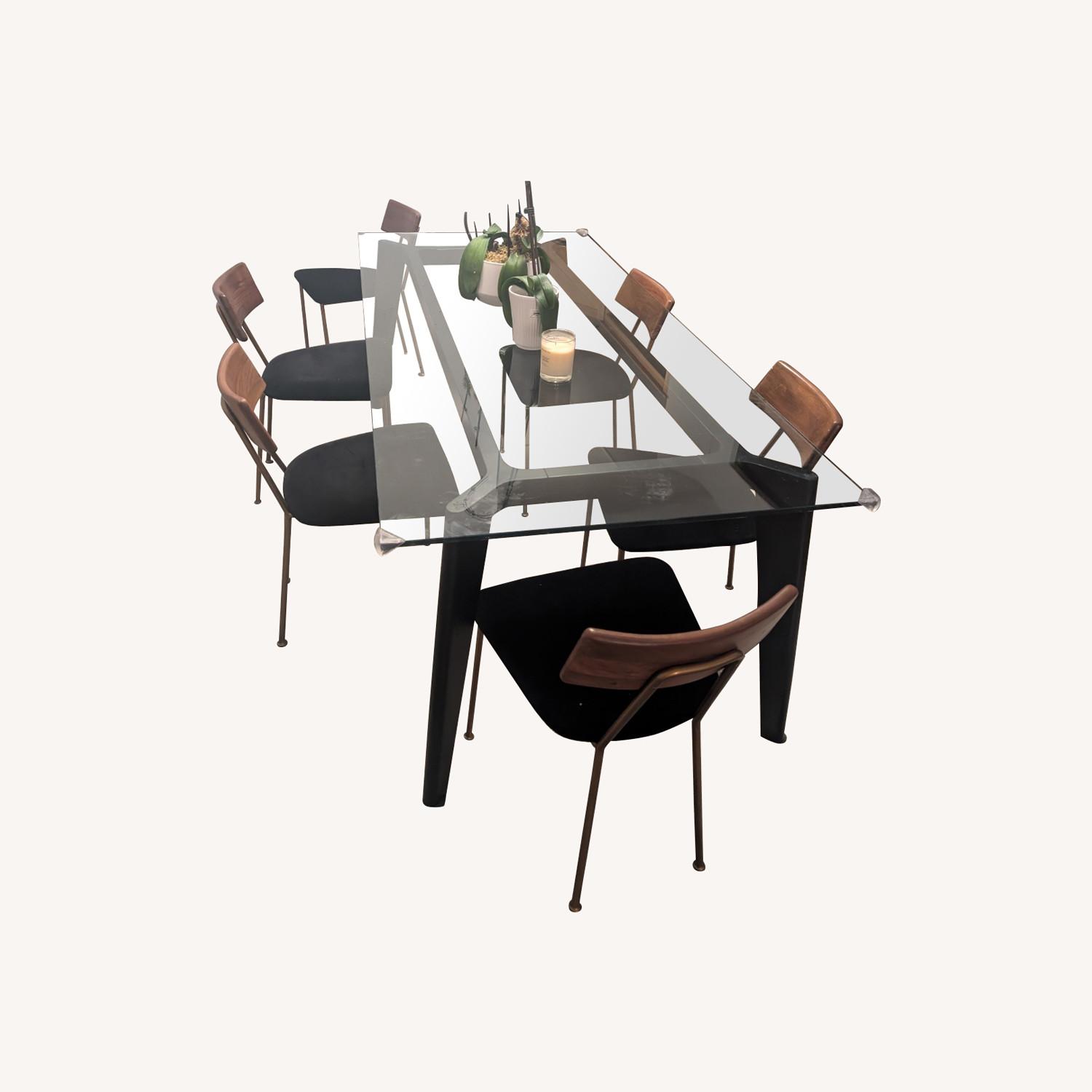 CB2 Black Glass Dining Set - image-0