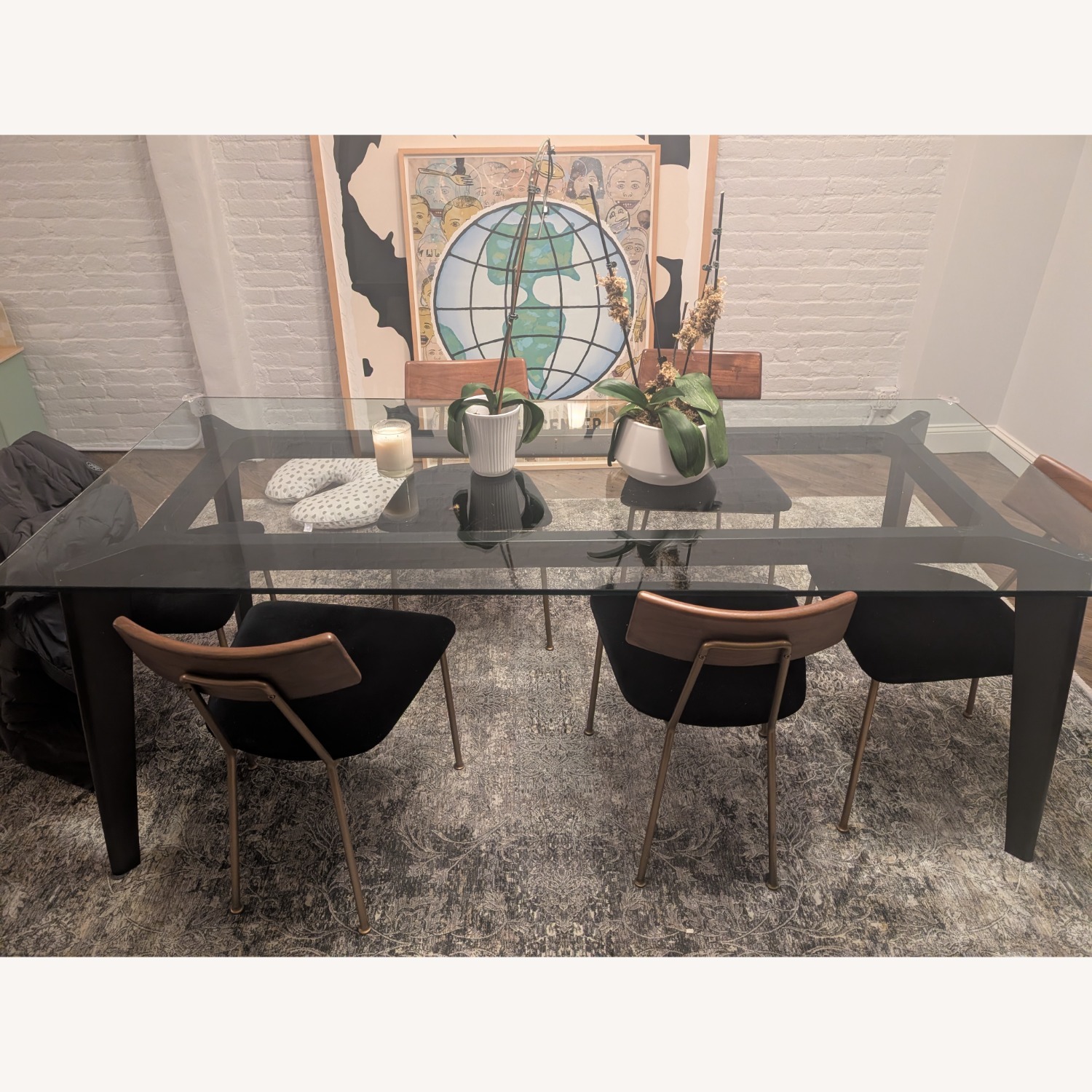 CB2 Black Glass Dining Set - image-4