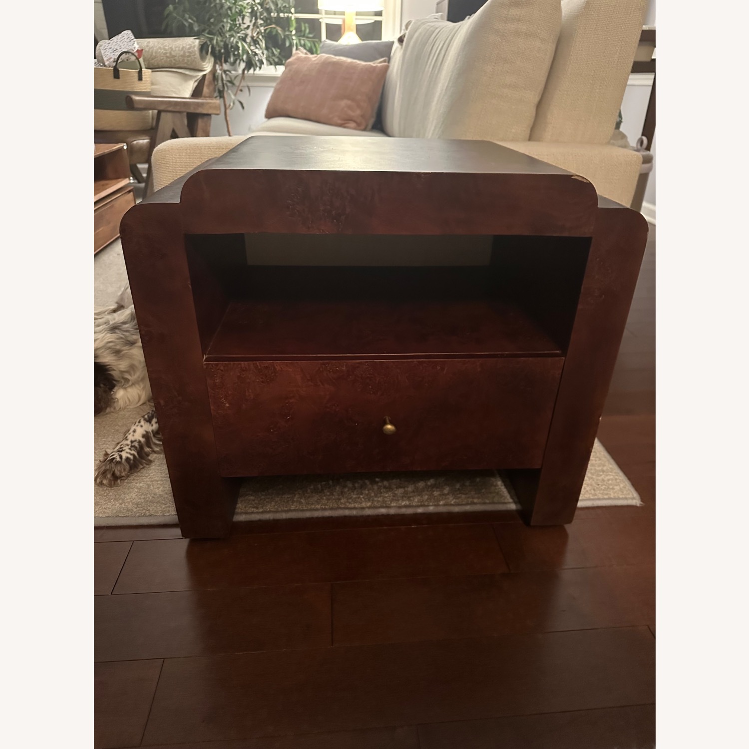 Anthropologie Shura Burled Dark Wood Nightstand - image-4