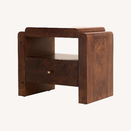 Used Anthropologie Shura Burled Dark Wood Nightstand for sale on AptDeco