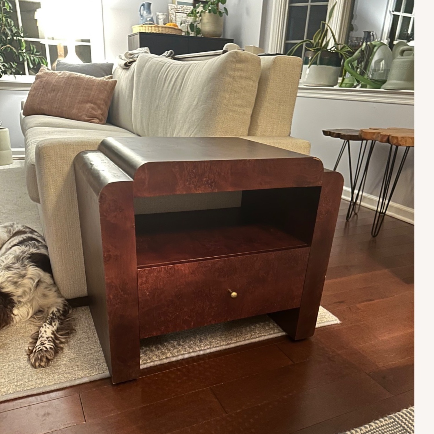 Anthropologie Shura Burled Dark Wood Nightstand - image-5