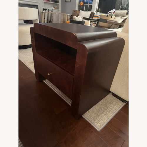 Used Anthropologie Shura Burled Dark Wood Nightstand for sale on AptDeco