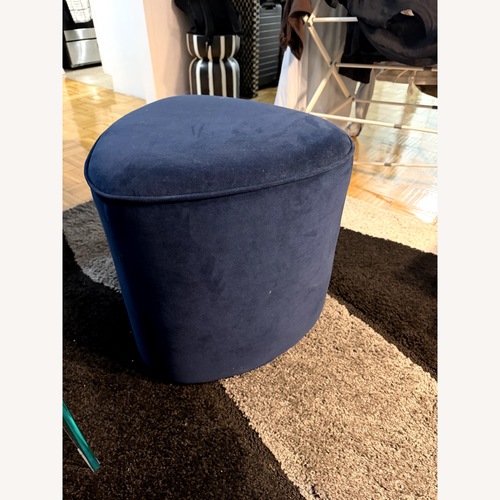Used West Elm Isla Navy Blue Velvet Ottoman  for sale on AptDeco