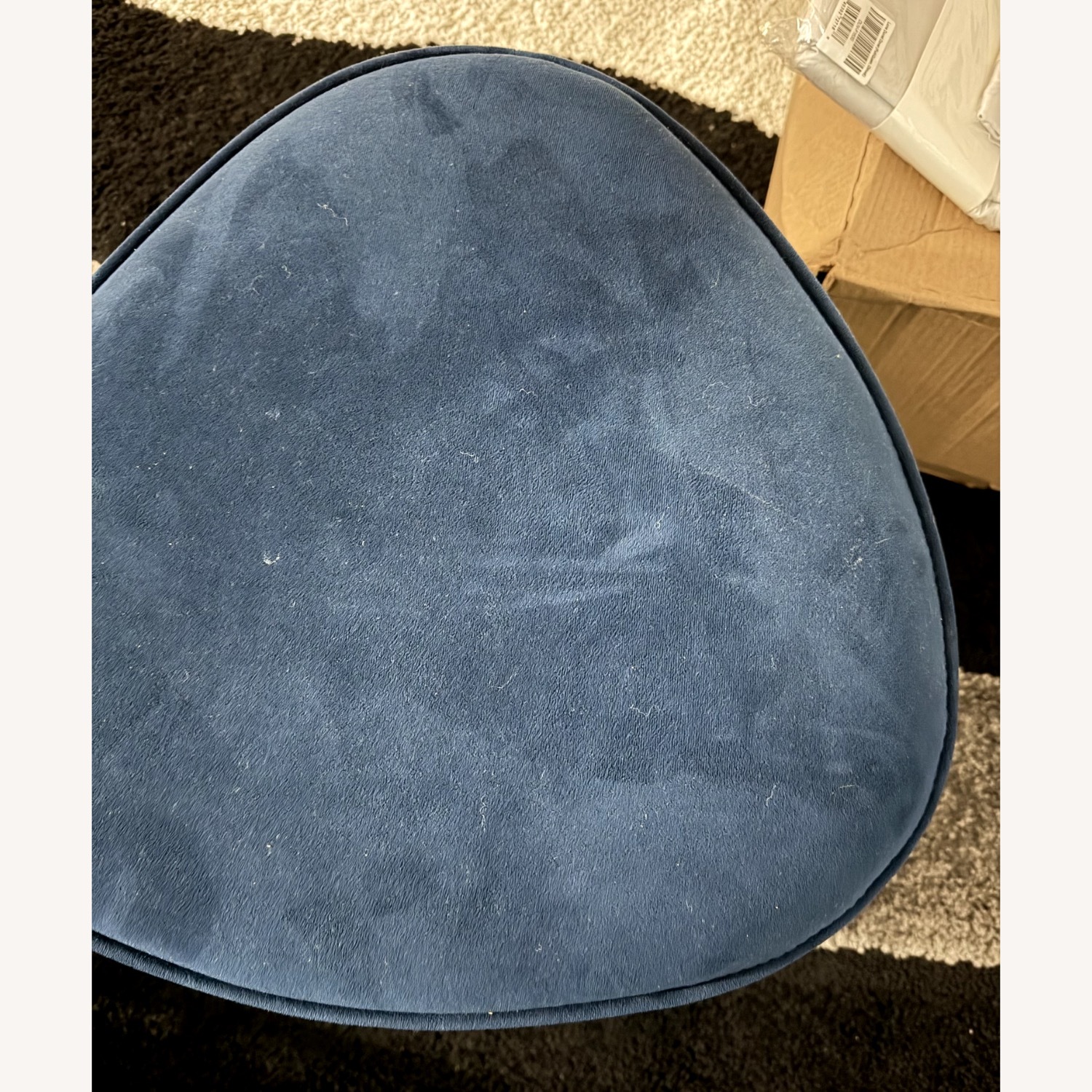 West Elm Isla Navy Blue Velvet Ottoman - image-3