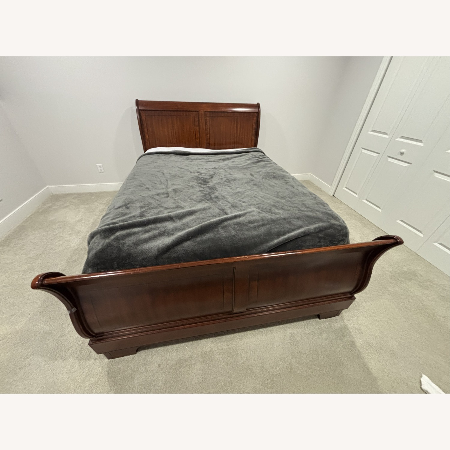 Raymour & Flanigan Dark Brown Wood Queen Bed - image-1